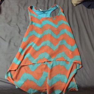 High low top with built in sports bra